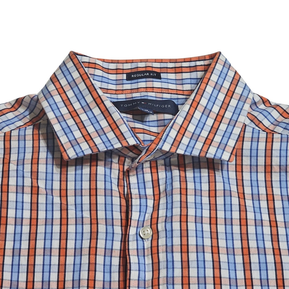 Tommy Hilfiger Dress Shirt 16 34/35 Plaid Regular Fit Long Sleeve Button Down